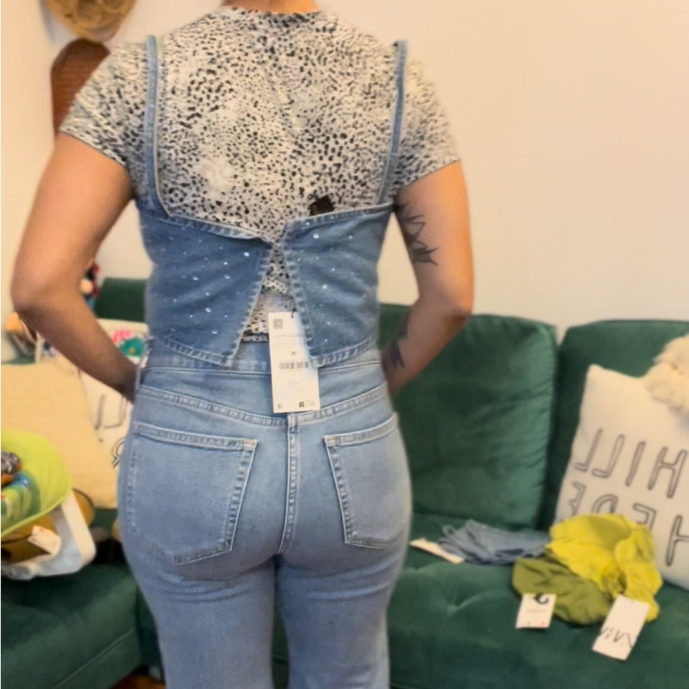ZARA Rhinestone denim top 💙 - Picture 10 of 10